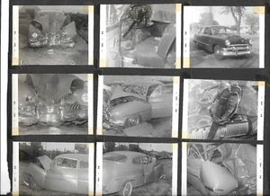 Car Crash Photographs 1950s Original Full Page B&W Photos of Wrecked Vintage Car - Picture 1 of 1