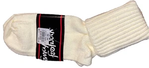 NEU 1980-90er Vintage ausgefallene Fußarbeit Baumwollsocken Damen elfenbeinfarben lässig umklappbar - Bild 1 von 7