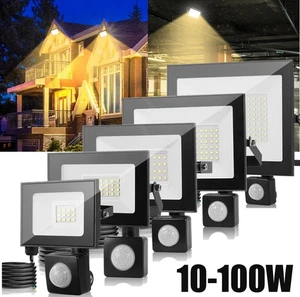 Faretto LED 10W-100W Proiettore Esterno con Rilevatore di Movimento 230V Faro Lampada⭐ - Foto 1 di 22