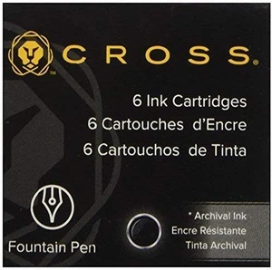 Cross Fountain Pen Ink Cartridge Refills Black 6 Count For Various Models - Picture 1 of 2