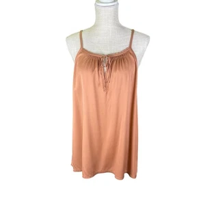 VINCE 100% Silk Tank Top Women's Large Coppermine Satin Raw Hem Spaghetti Straps - Picture 1 of 12