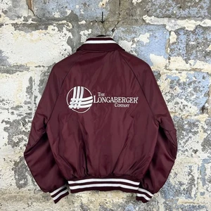 Vintage 90's Longaberger Company Holloway Maroon Bomber Jacket Small - Picture 1 of 5