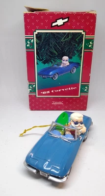 1995 Enesco 1965 Blue Corvette Cool Santa Claus y tabla de surf adorno de Navidad Foto 1 de 4