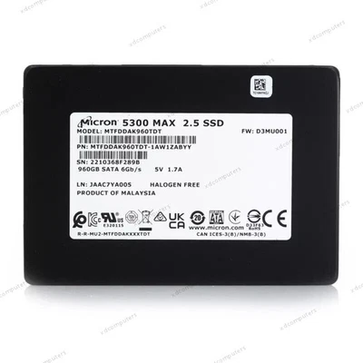 Micron 5300 MAX 960GB SSD SATA 6Gb/s Solid State Drive MTFDDAK960TDT-1AW1ZABYY - Image 1 of 2