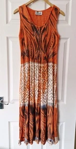 SUMMER BREEZE Maxikleid orange Brustumfang 34-40" 12 14 16 Stretch Sommer Urlaub - Bild 1 von 7