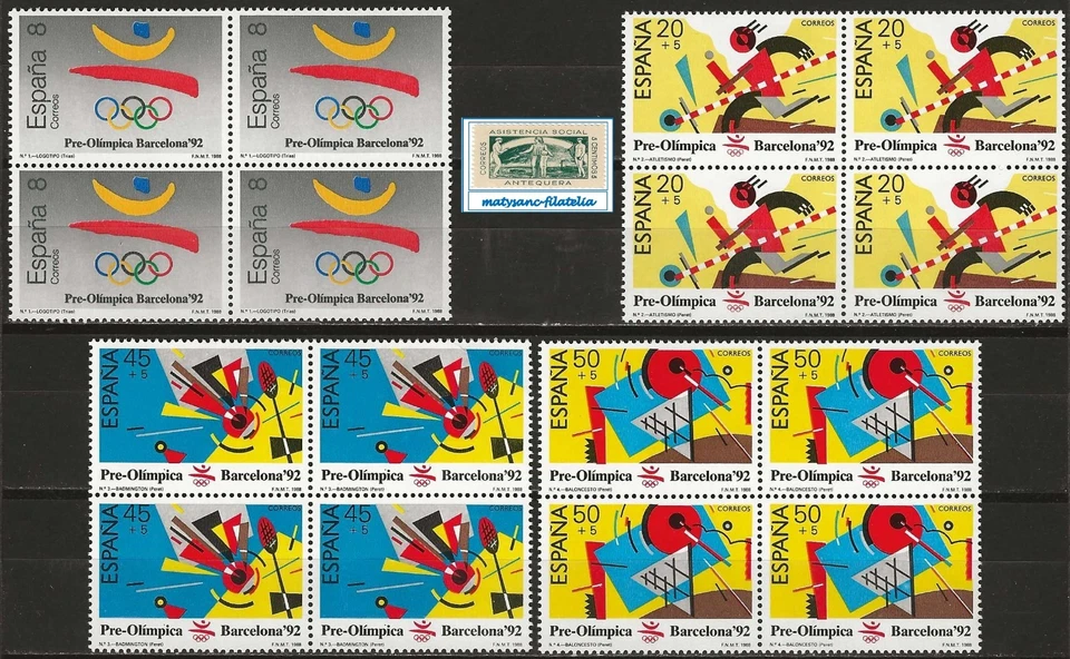ESPAÑA 1988. EDIFIL 2963/2966. SERIE COMPLETA EN BLOQUE DE 4 ”BARCELONA '92”. MN - Imagen 1 de 1
