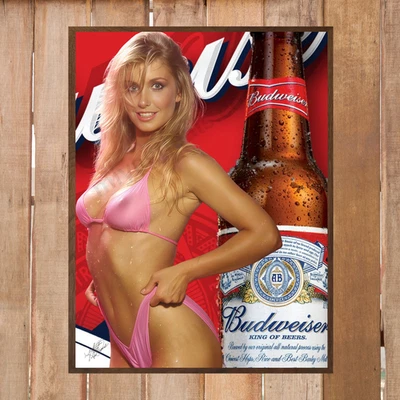 Vintage Retro Style Budwiser King of Beers Poster  18x24 sexy girl art decor 80s - Image 1 of 4