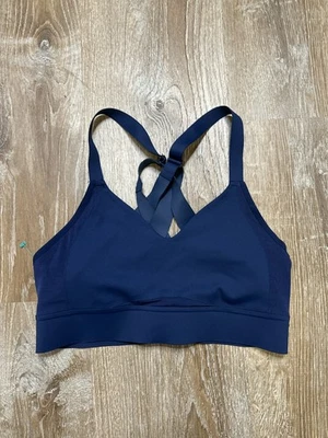 Sujetador deportivo Brooks 34C/D azul marino entrelazado inalámbrico espalda cruzada 350082 Foto 1 de 4