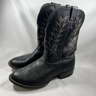 Vintage Larry Mahan Botas de Cowboy Masculinas de Couro Preto Rodeio Ocidental Tamanho 11 D - Imagem 1 de 4