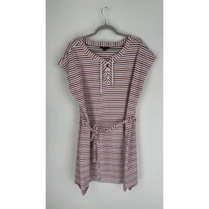 Tommy Hilfiger Womens Short Sleeve Striped Shift Dress Plus Size 2X Cotton Pink - Picture 1 of 9
