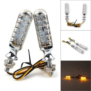 Pair Universal Motorcycle Turn Signal Lights Indicator Blinker Amber Bulbs 12V - Foto 1 di 6
