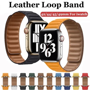 Leather Band For Apple Watch Link Magnetic Strap 42-49mm Ultra 3 11 10 9 876 SE3 - Picture 1 of 40
