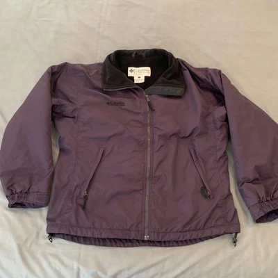 Columbia Chaqueta Mujer Grande Púrpura Cremallera Completa Nylon Exterior Abrigo Resistente al Agua Foto 1 de 4