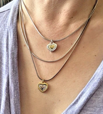 BRIGHTON 3 Capas Collar Gargantilla Corazón Colgantes Dos Tonos Amor Moda Joyería Foto 1 de 4