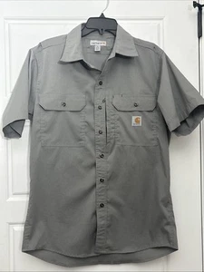 Camisa de Trabajo Carhartt Gris Ripstop Manga Corta Bolsillo con Cremallera Para Hombre Talla Mediana M - Imagen 1 de 5