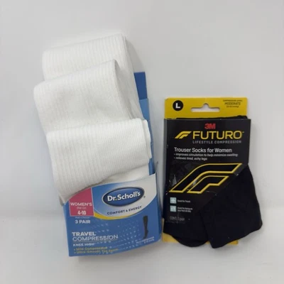 Dr. Scholl's Travel Compression Knee High Socks 3 Pk Women 4-10 & Futuro Black - Image 1 of 4