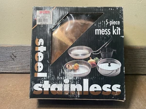 Texsport 5 Piece Stainless Steel Backpacking Camping Cookware Outdoor Mess Kit - Picture 1 of 4