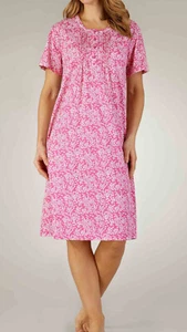 SLENDERELLA ND3131 ,COTTON, 40'' LENGTH, FLORAL PRINT, SHORT SLEEVE NIGHTDRESS