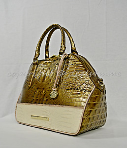 NWT Brahmin Hudson Satchel/Shoulder Bag in Oak Primrose. Tri-Texture