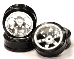 V2 Billet Machined Alloy 6 Spoke Wheel +6 Offset + Drift Tire(4) Set (O.D.=64mm) - Picture 1 of 1