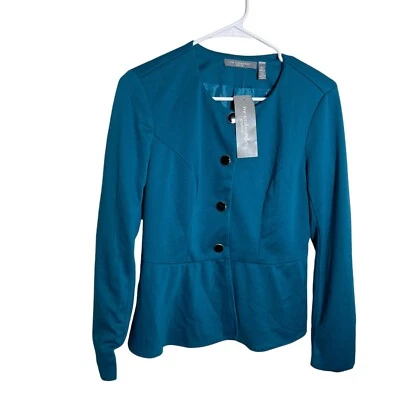 NY Collection Jacket Women's Petite Small Blue Button Career Casual Blazer NWT - Image 1 of 4