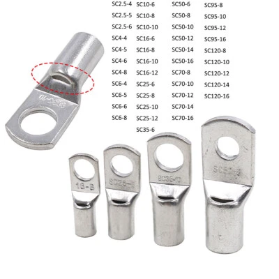 Non Insulated Stud Hole Copper Cable Lug Connector Terminals SC2.5-4 to SC120-16 - Image 1 of 4