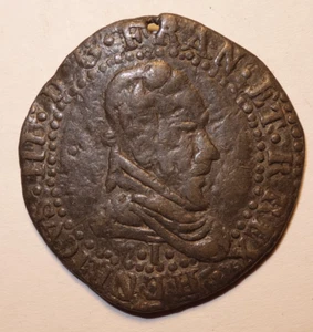 Henri III, 1/2 Franc 1587 I Limoges, Faux ancien en plomb ou étain !! - Picture 1 of 2
