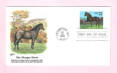 US MORGAN AMERICAN HORSES FIRST DAY ISSUE LEXINGTON KY 1985 - Image 1 of 3