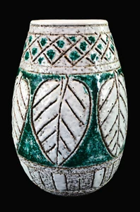MID CENTURY ITALIAN FRATELLI FANCIULLACCI-STYLE POTTERY SGRAFFITO LAVA VASE - Picture 1 of 9