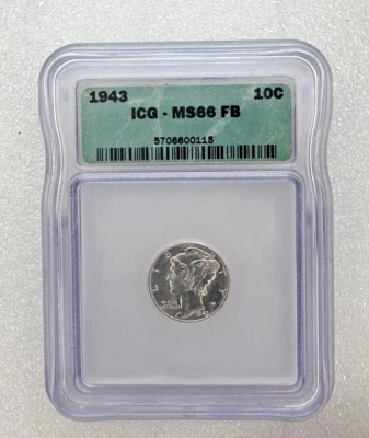 1943 Winged Liberty Mercury Dime MS66 Full Bands - Image 1 of 2
