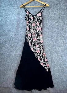 Vintage DBUSA Dress Small Black Pink Asymmetrical Dark Romantic Feminine 90s - Picture 1 of 5