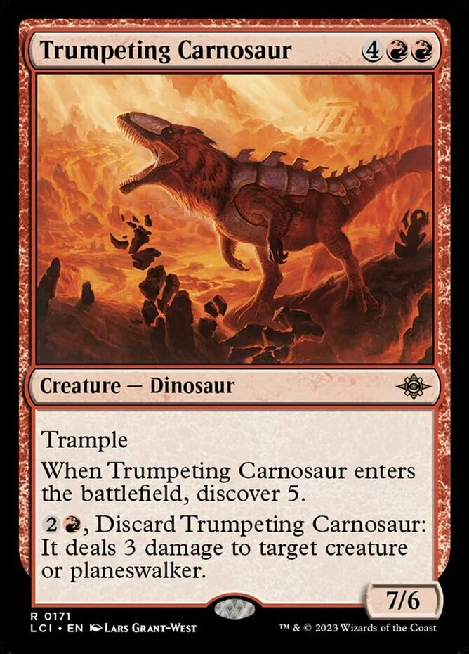 x1 Trumpeting Carnosaur R MTG The Lost Caverns of Ixalan M/NM, English - Image 1 of 1