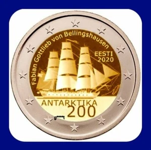 2 euro Estland Estonia 2020 Discovery Antarctica Segel schiff coin UNC FROM MINT - Picture 1 of 1