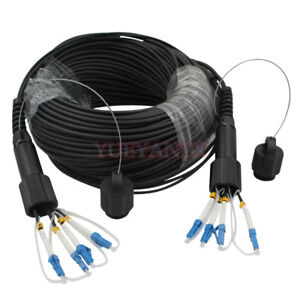 50M LC-LC SM 4 Strand Armored Field TPU Optical Patch Cord Cable Waterproof Head
