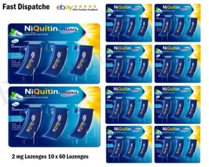 NiQuitin Minis Mint Lozenges – 2 mg, 60 Minis – Pack 10 (600 Minis ) Ex-11/2025 - Picture 1 of 1