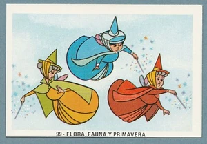 70er Jahre Spanish Walt Disney Trade Card 99 Flora Fauna Merryweather Dornröschen - Bild 1 von 1