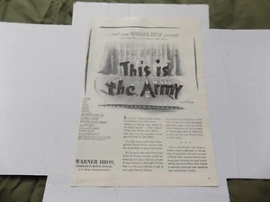 1943 PRINT AD IRVING BERLIN THIS IS THE ARMY MOVIE RONALD REGAN - Picture 1 of 1