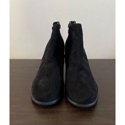 Mujer UE Talla 37 EE. UU. Talla 6.5 Negro Gamuza Cuña Bota Zapato Cremallera Cierre Noche Foto 1 de 4