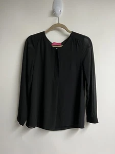 Pookie & Sebastian Women Black LongSleeve Blouse Size..18” Bust by 25” Length - Picture 1 of 8