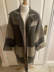 WEEKEND MAX MARA LONG LINE THICK CARDIGAN COATIGAN SIZE LARGE LAMBSWOOL BLEND - Picture 1 of 11