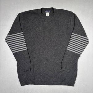 Suéter Patagonia Lana de Cordero Cuello Redondo Para Hombre Grande Gris Forja Rayas Manga Larga - Imagen 1 de 9