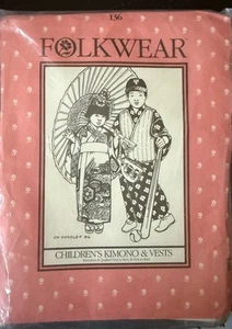 Vintage Folkwear 136 Children's Japanese Kimono & Vest Pattern Size 2 - 10 Uncut - Picture 1 of 2
