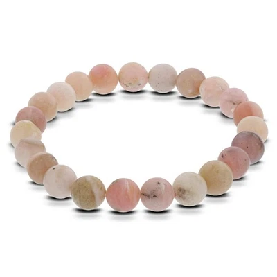 8mm Genuine Pink Opal Gemstone Beads Stretch Bracelet - Image 1 of 3