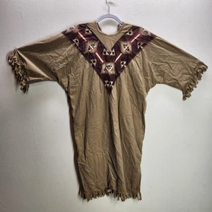 Vintage handgefertigtes Canvas-Kleid mit indianischem Thema SW Tribal-Design & Fransen - Bild 1 von 6
