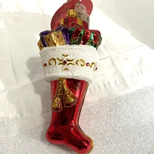 Christopher Radko Christmas Stocking Ornament BURSTING AT THE SEAMS NWT - Picture 1 of 12