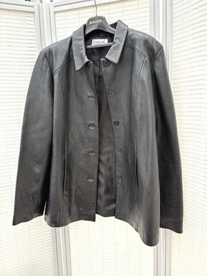 Женская мягкая кожаная куртка Alfani из 100% овечьей кожи XL черная  - Изображение 1 из 2