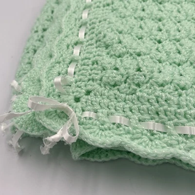 NEW Handmade Crochet Baby Blanket Afghan (Teal Green) - Image 1 of 4