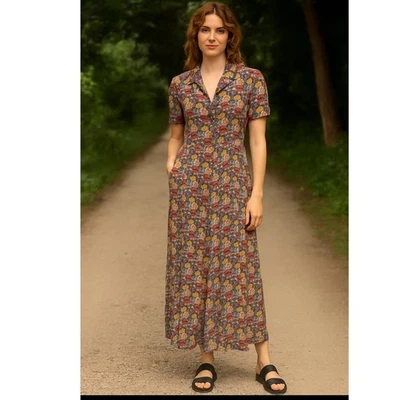 Maxi Vestido Floral Flax By Jeanne Engelhart Multicolor Mediano Foto 1 de 4