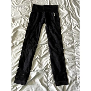 Gymshark black seamless eyelet leggings womens small athleisure workout sporty - Picture 1 of 8