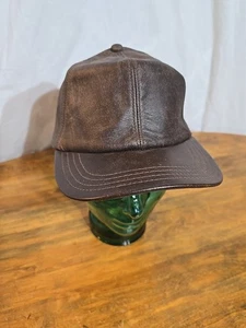 Gorra de cuero genuino vintage de BÉISBOL marrón con tirantes - Imagen 1 de 6